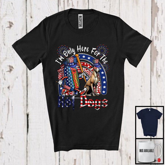MacnyStore - I'm Only Here For The Hot Dogs, Lovely 4th Of July American Flag Whippet Owner, Patriotic T-Shirt