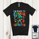 MacnyStore - I'm Ready To Crush Kindergarten, Adorable First Day Of School Dabbing T-Rex, Dinosaur Lover T-Shirt