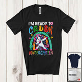 MacnyStore - I'm Ready To Crush Kindergarten, Adorable First Day Of School Dabbing Unicorn, Rainbow Flowers T-Shirt