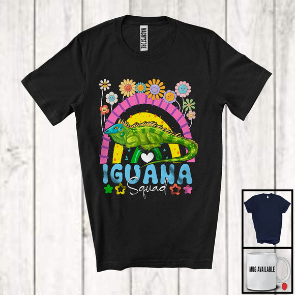 MacnyStore - Iguana Squad, Adorable Flowers Rainbow Animal Lover, Floral Matching Women Girls Group T-Shirt