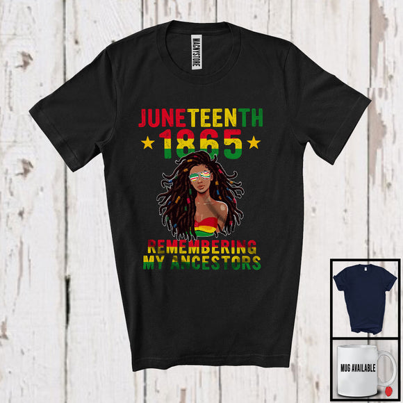 MacnyStore - Juneteenth 1865 Remembering My Ancestors, Cool Black History Afro Women, African Proud T-Shirt