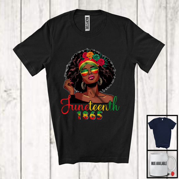 MacnyStore - Juneteenth 1865, Proud African American Afro Girl Women, Black History Melanin Family Group T-Shirt
