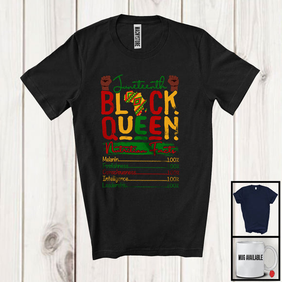 MacnyStore - Juneteenth Black Queen Nutritional Facts, Proud Mother's Day Women Strong Hands, Afro African T-Shirt