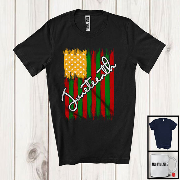 MacnyStore - Juneteenth, Proud Black Afro Melanin Flag, Matching African American Family Group T-Shirt
