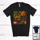 MacnyStore - Just A Girl Who Loves Fall; Lovely Thanksgiving Autumn Tree Plaid Pumpkin; Family Friends T-Shirt