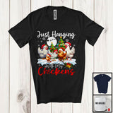 MacnyStore - Just Hanging With My Chickens; Adorable Christmas Tree Snowing; X-mas Animal Lover T-Shirt