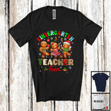 MacnyStore - Kindergarten Teacher Team; Lovely Christmas Three Gingerbreads Teaching; Teacher Group T-Shirt
