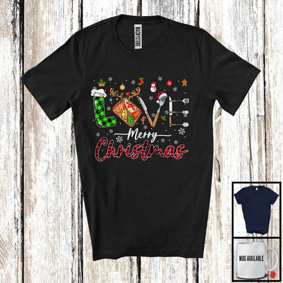 MacnyStore - LOVE Merry Christmas; Proud Plaid X-mas Santa Elf Reindeer Lunch Lady Tools; Jobs Careers T-Shirt