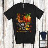 MacnyStore - LOVE Nurse; Amazing Thanksgiving Fall Leaves Plaid Pumpkin Stethoscope; Nurse Careers Jobs T-Shirt