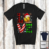 MacnyStore - LOVE Softball; Cheerful Christmas Lights Plaid Softball; Matching X-mas Sport Player Team T-Shirt