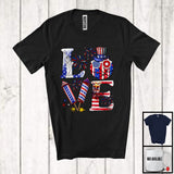 MacnyStore - LOVE, 4th Of July American Flag Basketball Firecracker, Patriotic Sport Player Playing Team T-Shirt