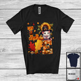 MacnyStore - LOVE; Adorable Thanksgiving Pilgrim Rat With Leopard Sunflowers; Fall Leaf Family Group T-Shirt