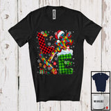 MacnyStore - LOVE; Amazing Christmas Autism Awareness Plaid Puzzle Peaces Ribbon; Family Group T-Shirt