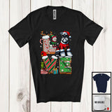 MacnyStore - LOVE, Joyful Christmas Santa Schnauzer Owner Lover, X-mas Candy Cane Snowing Around T-Shirt