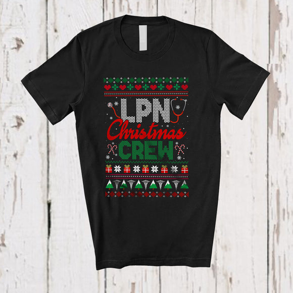 MacnyStore - LPN Christmas Crew; Amusing Christmas Sweater Nursing Squad; Proud Jobs Family T-Shirt