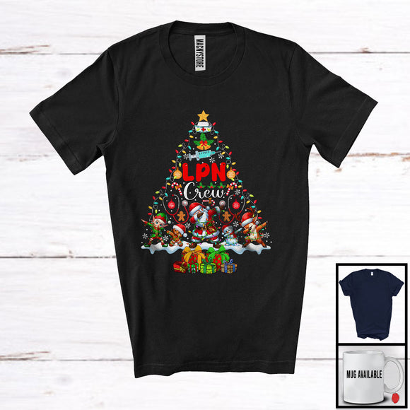 MacnyStore - LPN Crew; Fantastic Christmas Tree Lights Dabbing Santa Reindeer Elf Dabbing; Nurse Group T-Shirt
