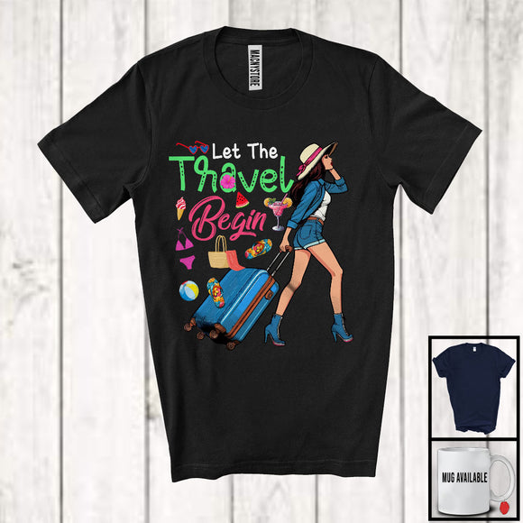MacnyStore - Let The Travel Begin, Lovely Happy Summer Vacation Matching Girls Women, Weekend Trip T-Shirt