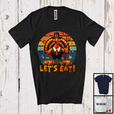 MacnyStore - Let's Eat; Sarcastic Thanksgiving Turkey Fall Autumn Leaves Pumpkins; Dinner Vintage Retro T-Shirt
