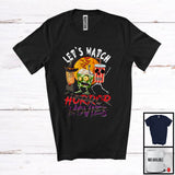 MacnyStore - Let's Watch Horror Movies, Creepy Halloween Zombie Witch Skeleton Fast Food, Movie Lover T-Shirt