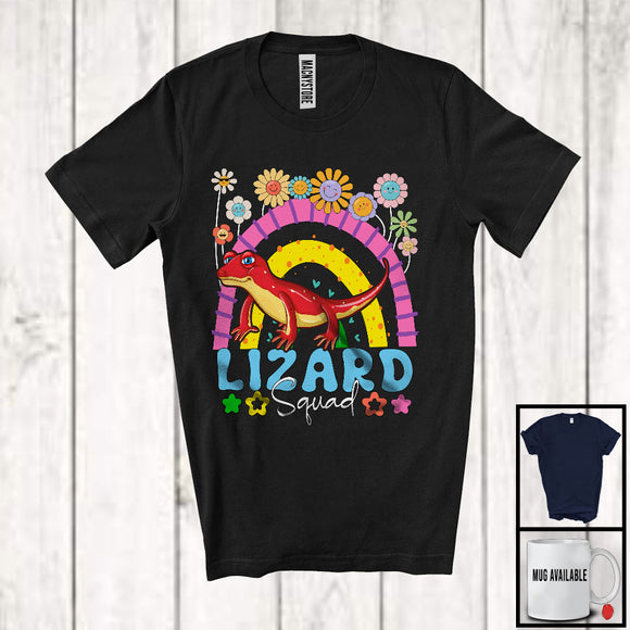 MacnyStore - Lizard Squad, Adorable Flowers Rainbow Animal Lover, Floral Matching Women Girls Group T-Shirt