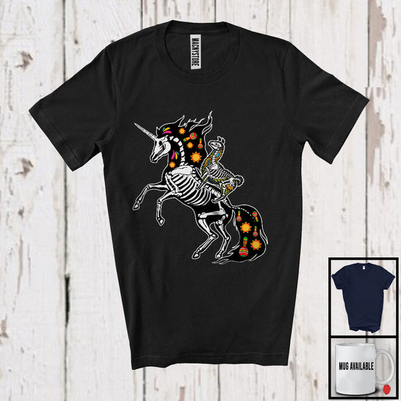 MacnyStore - Llama Riding Unicorn Skeleton, Joyful Cinco De Mayo Unicorn Animal, Proud Mexican T-Shirt