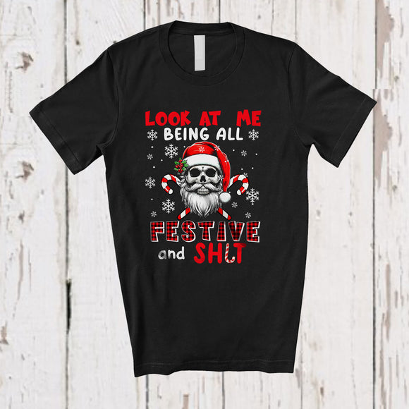 MacnyStore - Look at Me Being All Festive And Shit; Amazing Christmas Skull Red Plaid; Family Group T-Shirt