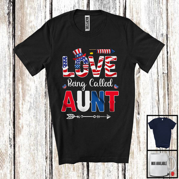 MacnyStore - Love Being Called Aunt, Lovely 4th Of July Mother's Day American Flag, Patriotic Family Group T-Shirt