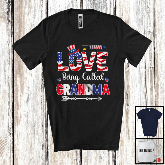 MacnyStore - Love Being Called Grandma, Lovely 4th Of July Mother's Day American Flag, Patriotic Family T-Shirt