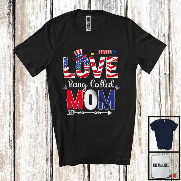 MacnyStore - Love Being Called Mom, Lovely 4th Of July Mother's Day American Flag, Patriotic Family Group T-Shirt