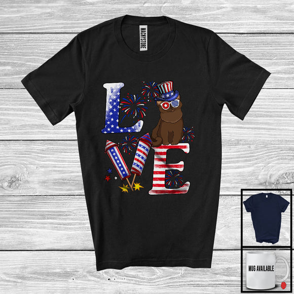 MacnyStore - Love, Proud 4th Of July Burmese Cat American Flag Fireworks Firecrackers, Patriotic Group T-Shirt