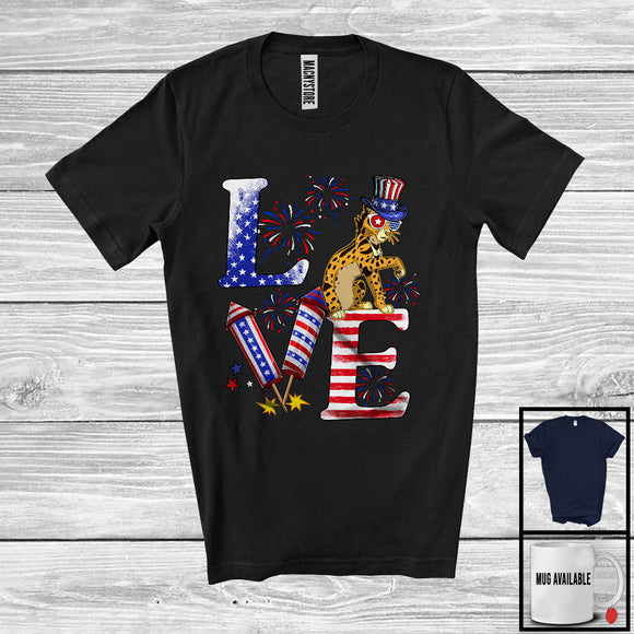 MacnyStore - Love, Proud 4th Of July Savannah Cat American Flag Fireworks Firecrackers, Patriotic Group T-Shirt