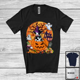 MacnyStore - Lovely Cow Witch Inside Pumpkin, Scary Halloween Moon, Matching Farmer Family Group T-Shirt
