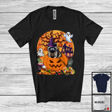 MacnyStore - Lovely Raccoon Witch Inside Pumpkin, Scary Halloween Moon, Matching Farmer Family Group T-Shirt