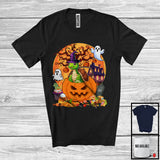 MacnyStore - Lovely Turtle Witch Inside Pumpkin, Scary Halloween Moon, Matching Farmer Family Group T-Shirt