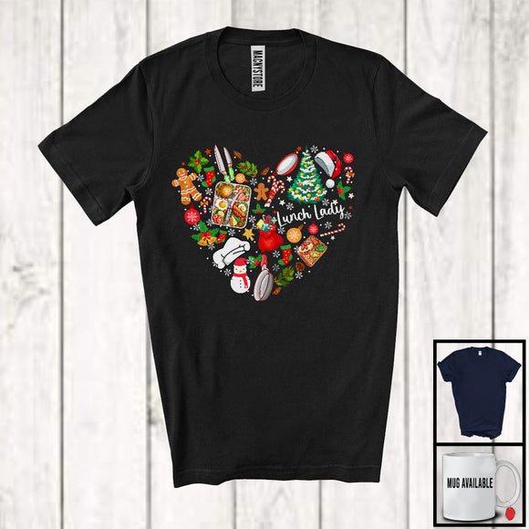 MacnyStore - Lunch Lady Tools Christmas Heart Shape; Humorous X-mas Santa Lunch Lady Lover; Jobs Proud T-Shirt