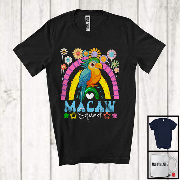 MacnyStore - Macaw Squad, Adorable Flowers Rainbow Animal Lover, Floral Matching Women Girls Group T-Shirt