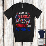 MacnyStore - Made In America Genuine And Authentic, Humorous 4th Of July Born In USA Flag, DNA Patriotic T-Shirt