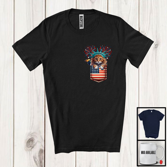 MacnyStore - Maine Coon Kitten in American Flag Pocket, Adorable 4th Of July Maine Coon Owner, Patriotic T-Shirt