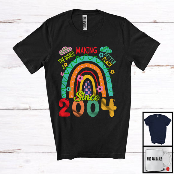 MacnyStore - Making The World A Better Place Since 2024, Lovely 20th Birthday Colorful Rainbow, Flowers T-Shirt