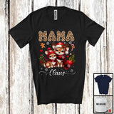 MacnyStore - Mama Claus; Lovely Christmas Leopard Plaid Reindeer Lover; X-mas Snowing Family Group T-Shirt