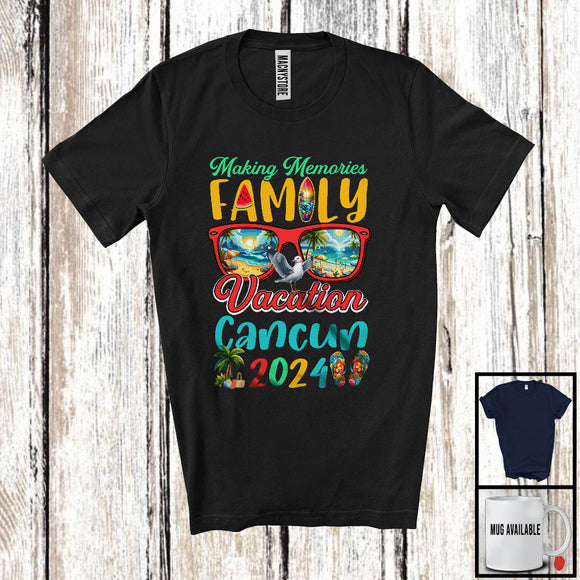 MacnyStore - Memories Family Vacation Cancun 2024, Joyful Summer Vacation Sunglasses Beach, Family T-Shirt