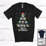 MacnyStore - Merry Ballmas; Awesome Christmas Lights Tree Soccer; X-mas Santa Soccer Sport Player T-Shirt