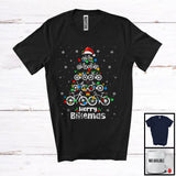 MacnyStore - Merry Bikemas; Awesome Christmas Lights Tree Bicycle; Matching X-mas Bicycle Rider T-Shirt