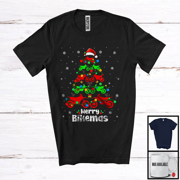 MacnyStore - Merry Bikemas; Awesome Christmas Lights Tree Dirt Bike; Matching X-mas Dirt Bike Biker T-Shirt
