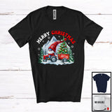 MacnyStore - Merry Christmas; Adorable X-mas Tree Gnome Driving Tractor Trailer; Snowing Around T-Shirt