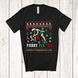 MacnyStore - Merry Pinmas; Awesome Christmas Sweater Santa Wrestling Fighter; Snowing Family Group T-Shirt