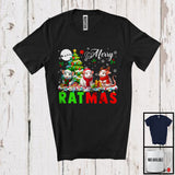 MacnyStore - Merry Ratmas; Humorous Christmas Reindeer Elf Santa Rat; Matching X-mas Animal Lover T-Shirt