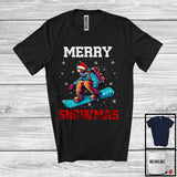 MacnyStore - Merry Snowmas; Awesome Christmas Santa Snowboarding Player Lover; X-mas Lights Snowing T-Shirt