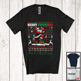 MacnyStore - Merry Swishmas; Joyful Christmas Sweater Santa Playing Basketball; Sport Player Snowing T-Shirt