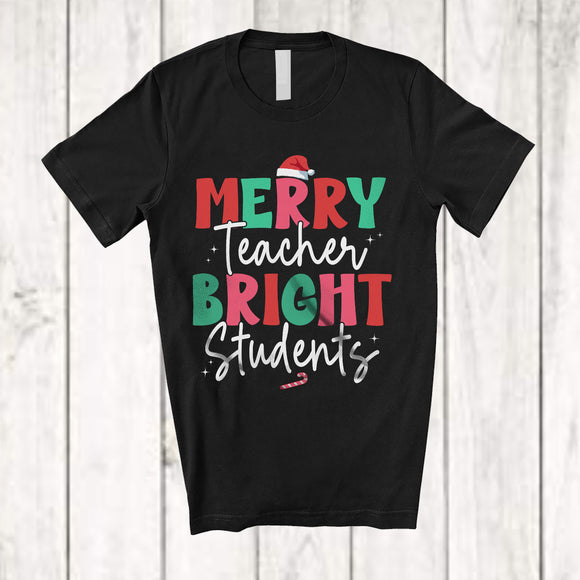 MacnyStore - Merry Teacher Bright Students; Amazing Christmas Santa Lover; Students Teacher Group T-Shirt